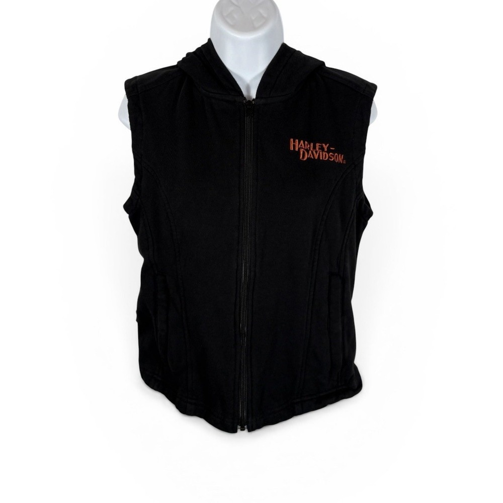 Harley Davidson Moto Riding Full Zip Hooded Liner Vest Women's Medium -1638